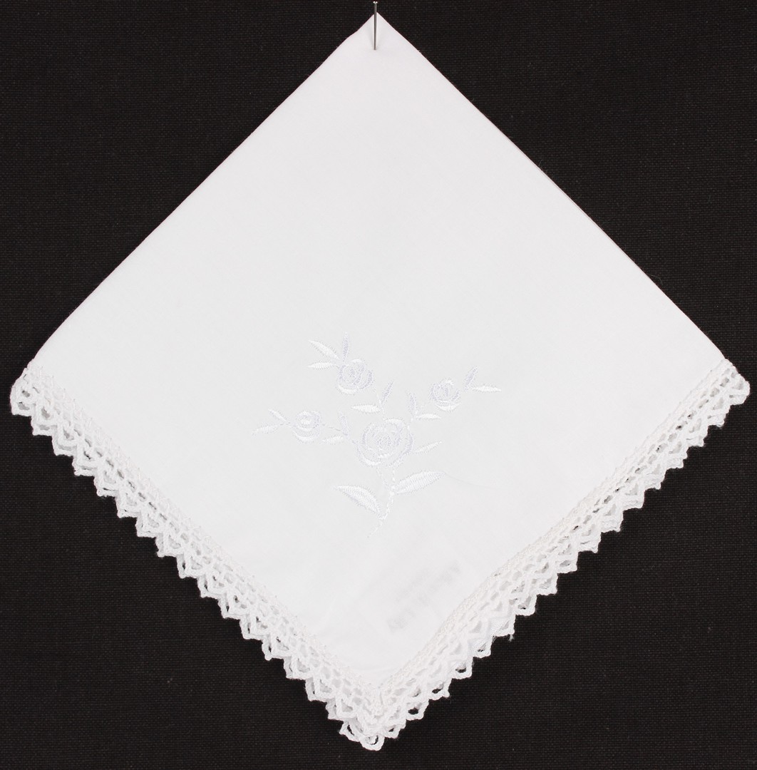 Embroidered lace handkerchiefs ' Camellia white ' Style: EHC-CAM. Delivery August 2022 image 0